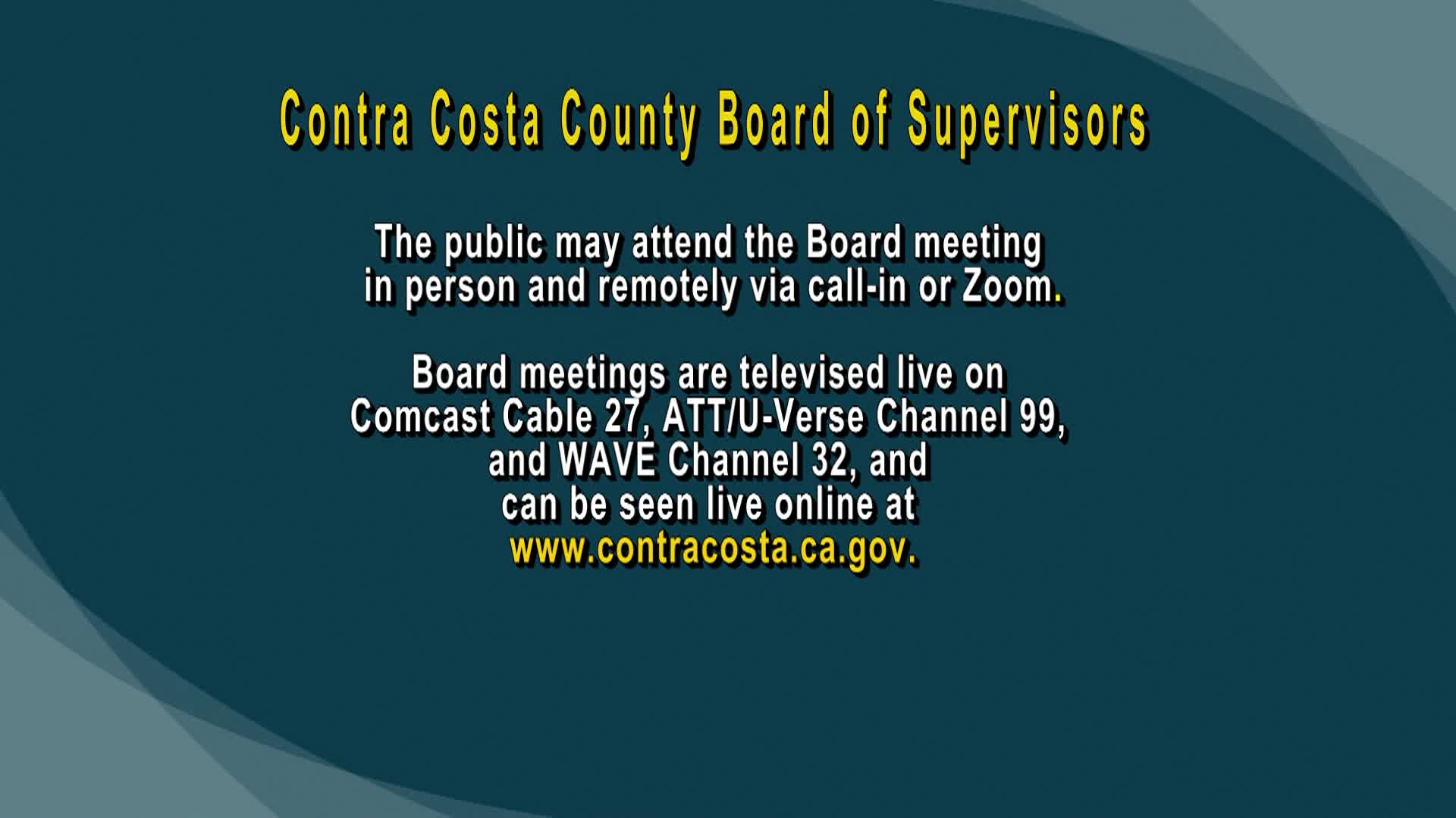 Thumbnail image for Contra Costa County Board of Supervisors Meeting