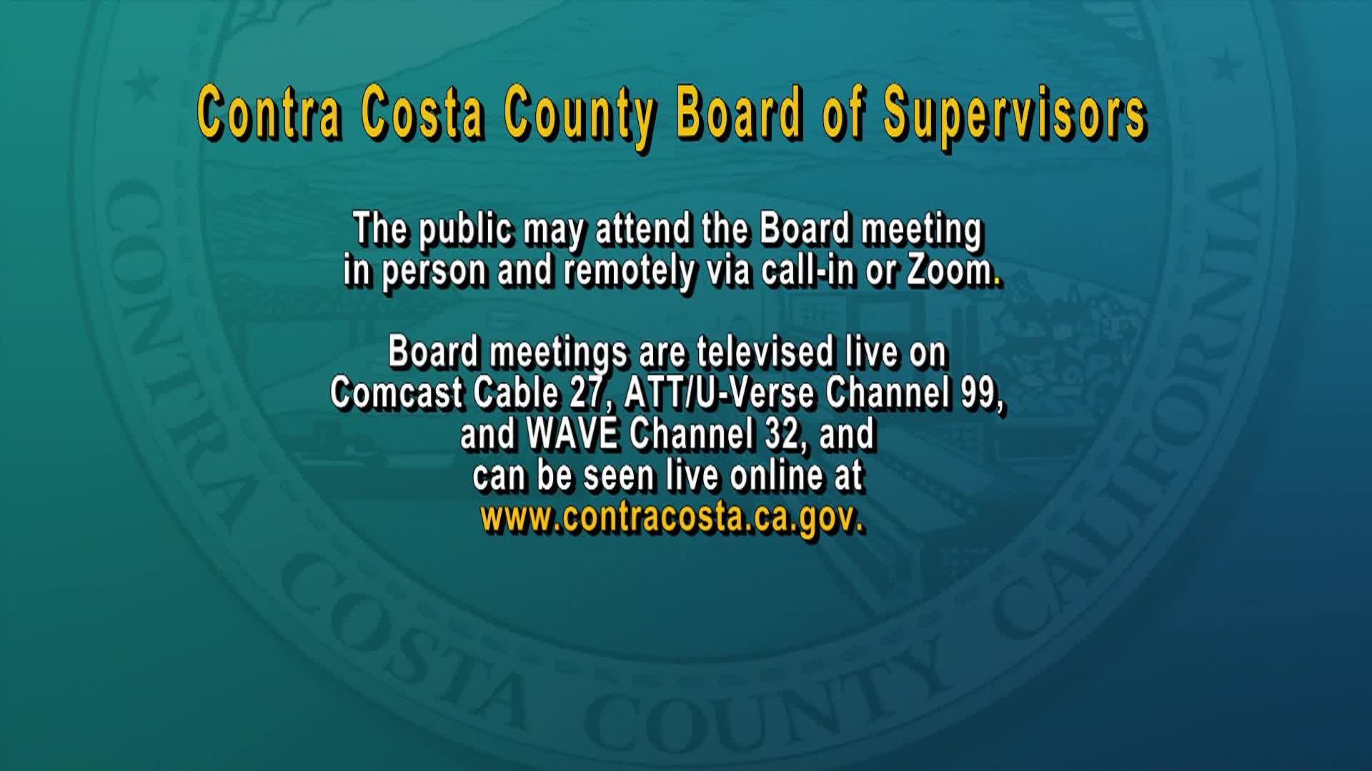 Thumbnail image for Contra Costa County Board of Supervisors Meeting