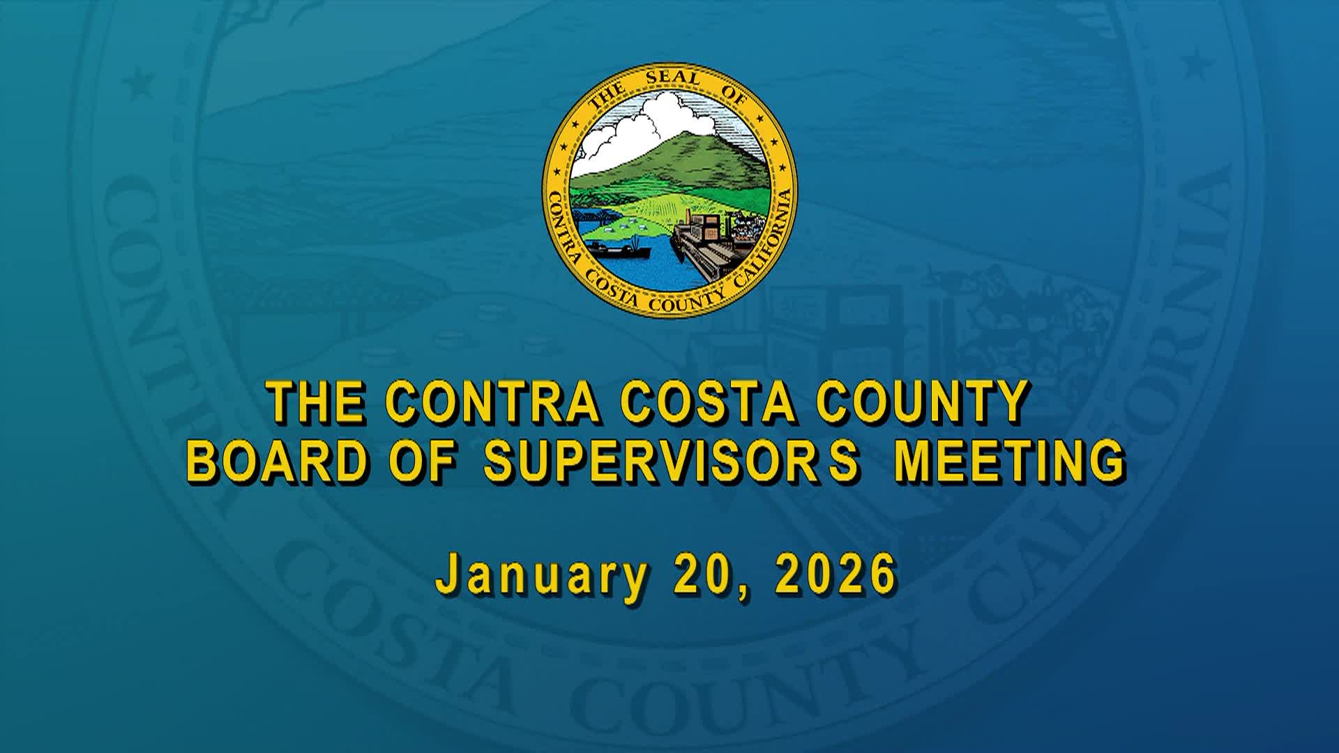 Thumbnail image for Contra Costa County Board of Supervisors Meeting Jan 20 2026